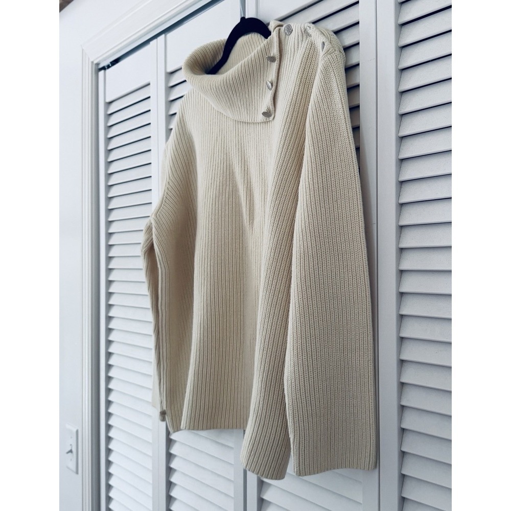 LAUREN RALPH LAUREN Cream Ivory Ribbed Turtleneck Sweater Womens Size XL - Picture 2 of 10